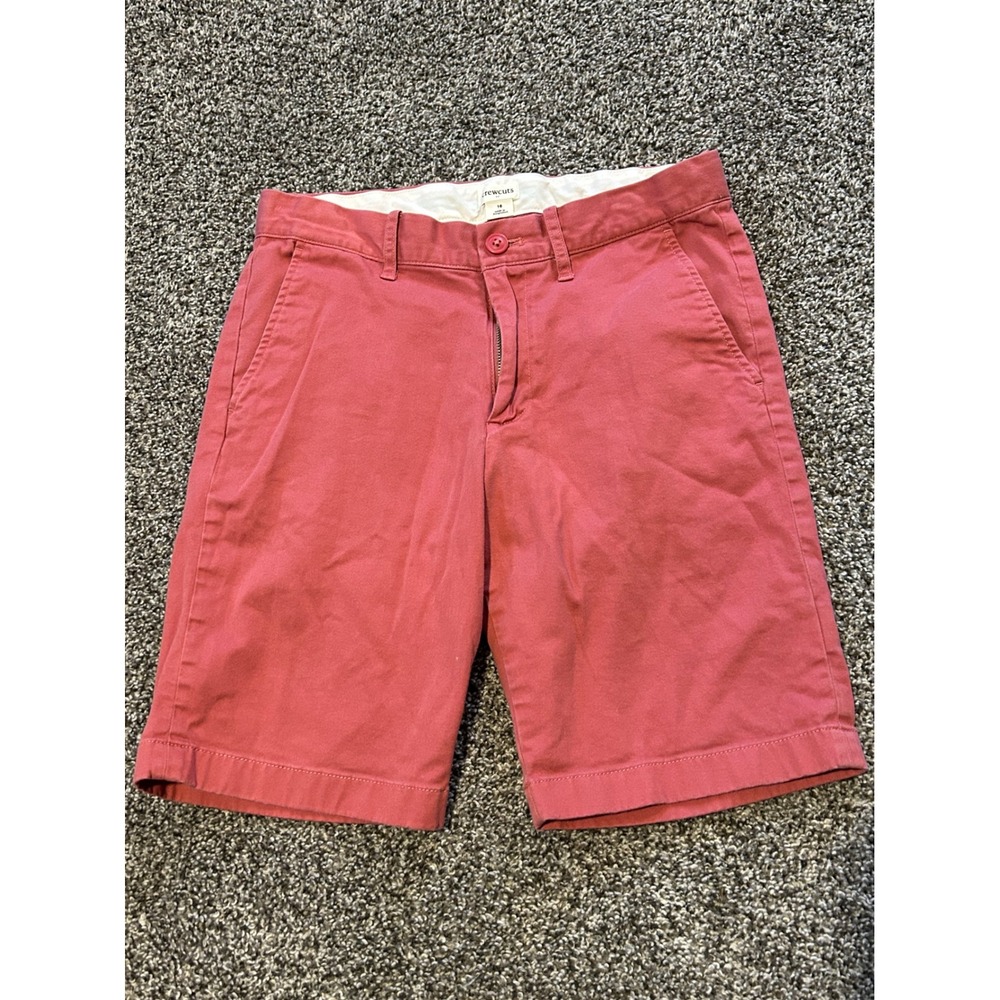 Bb5 Crewcuts J‎ Crew Boys Chino Shorts sz 16  Pink Coral Cotton Twill Flat Front